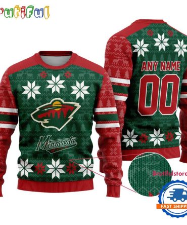 Nhl Minnesota Wild Hockey Snow Christmas Ugly Sweater