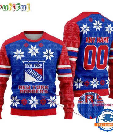 Nhl New York Rangers Hockey Snow Christmas Ugly Sweater