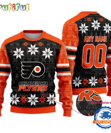Nhl Philadelphia Flyers Hockey Snow Christmas Ugly Sweater