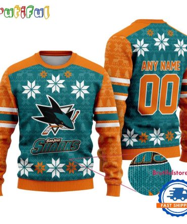 Nhl San Jose Sharks Hockey Snow Christmas Ugly Sweater