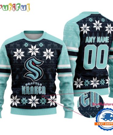 Nhl Seattle Kraken Hockey Snow Christmas Ugly Sweater