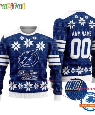 Nhl Tampa Bay Lightning Hockey Snow Christmas Ugly Sweater