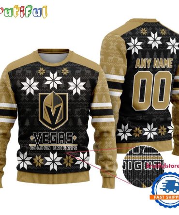 Nhl Vegas Golden Knights Hockey Snow Christmas Ugly Sweater