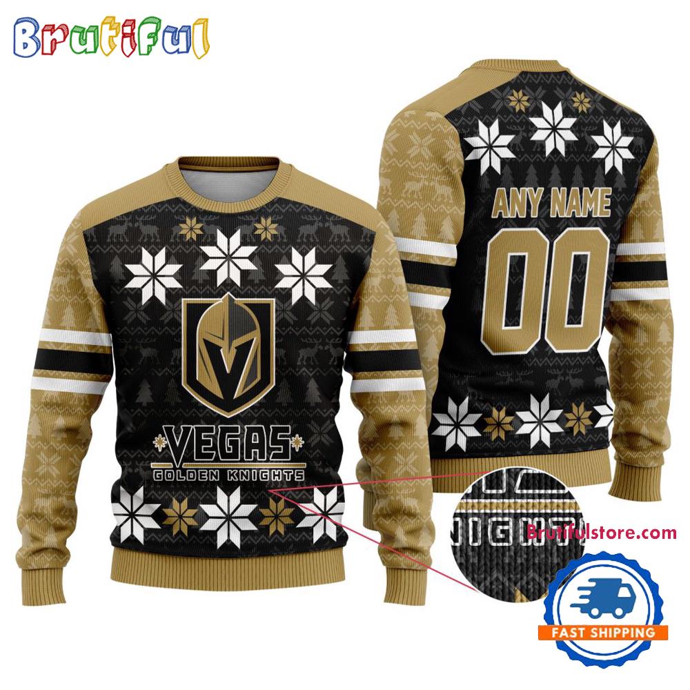 Nhl Vegas Golden Knights Hockey Snow Christmas Ugly Sweater