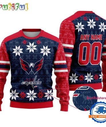 Nhl Washington Capitals Hockey Snow Christmas Ugly Sweater