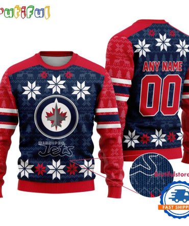 Nhl Winnipeg Jets Hockey Snow Christmas Ugly Sweater