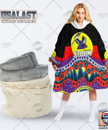 Nrl Melbourne Storm Lover Aboriginal Flag Indigenous Blanket Hoodie Hoodie Blanket