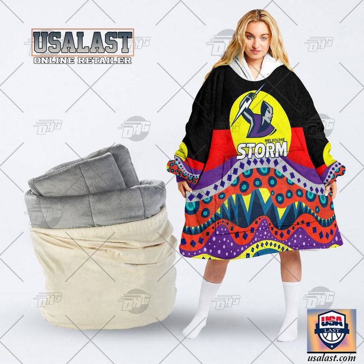 Nrl Melbourne Storm Lover Aboriginal Flag Indigenous Blanket Hoodie Hoodie Blanket
