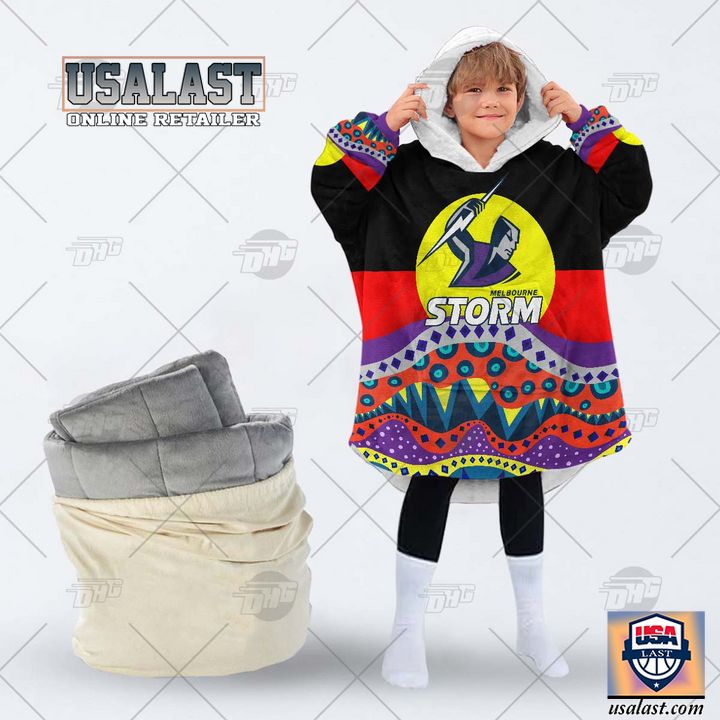 Nrl Melbourne Storm Lover Aboriginal Flag Indigenous Blanket Hoodie Hoodie Blanket - Image 2