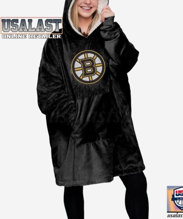 Boston Bruins Black Blanket Hoodie Hoodie Blanket