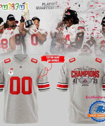 Ohio State Buckeyes Football Limited 2025 Rose Bowl Champions Grey Jersey Shirt