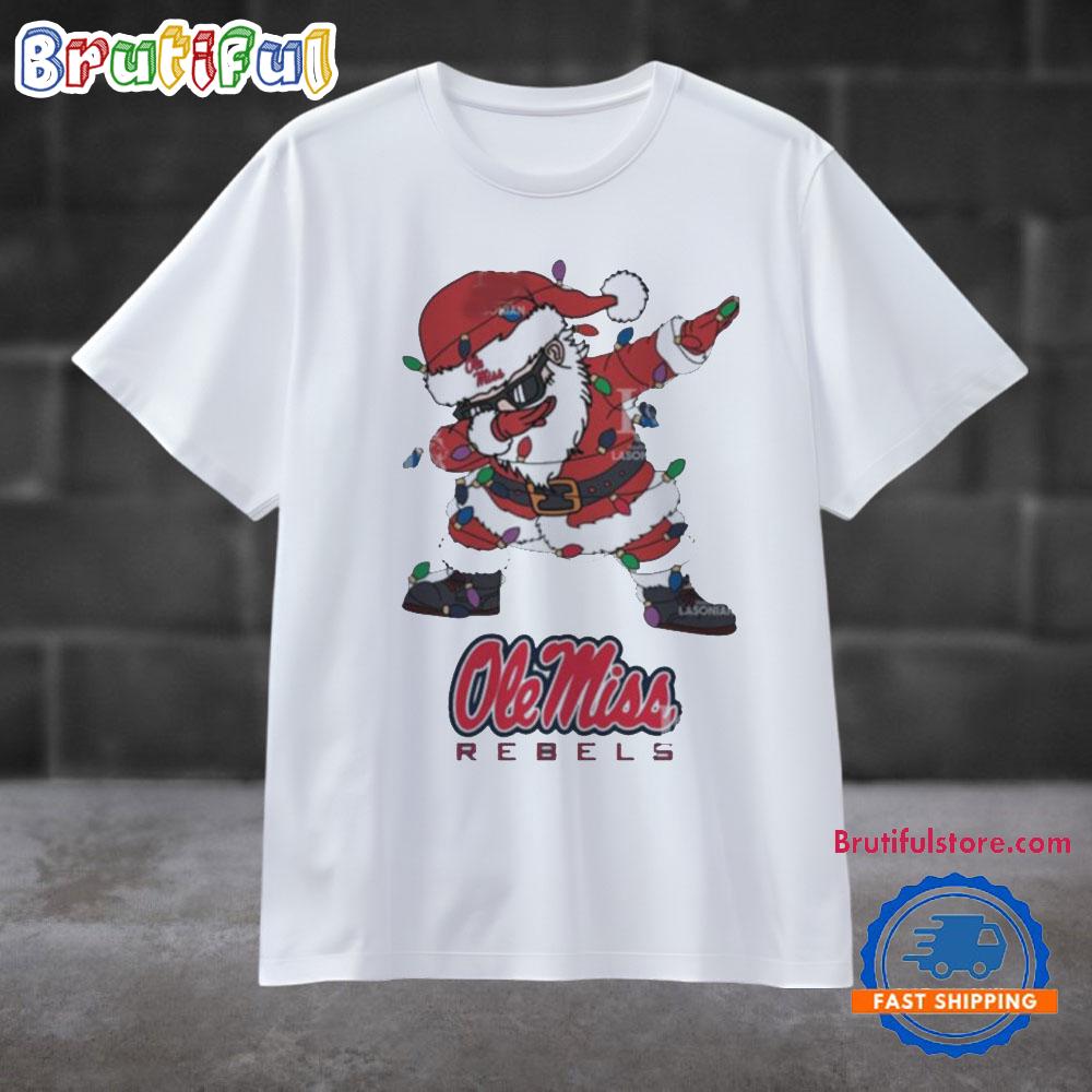 Ole Miss Rebels Dabbing Santa Claus Ugly Christmas Light T Shirt