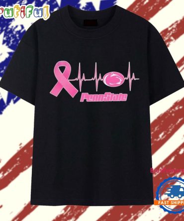 Penn State Nittany Lions Breast Cancer Awareness Heartbeat Logo T Shirt
