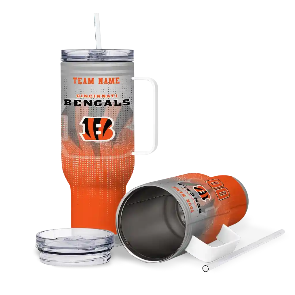 Personalized Cincinnati Bengals Gradient Dots Orange 40Oz Tumbler, Stanley Cup Tumbler - Image 3