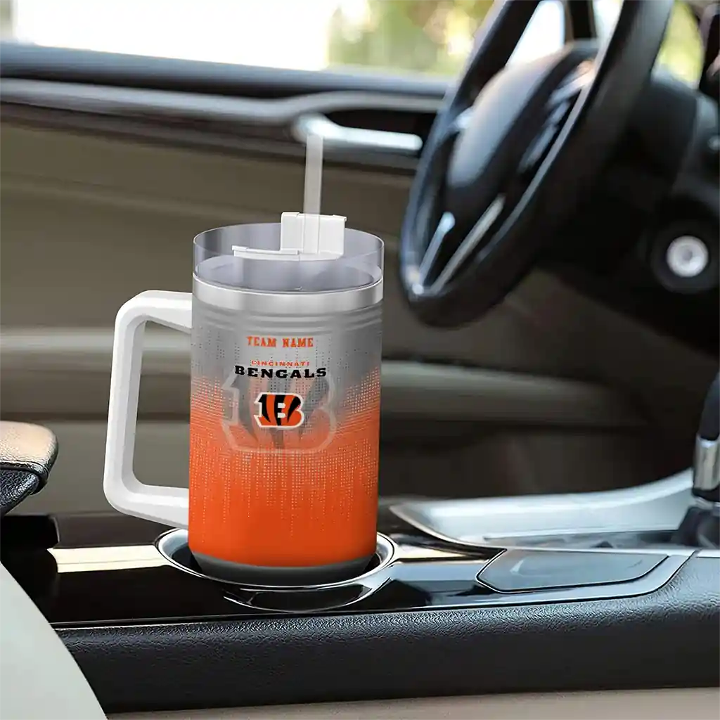 Personalized Cincinnati Bengals Gradient Dots Orange 40Oz Tumbler, Stanley Cup Tumbler - Image 8
