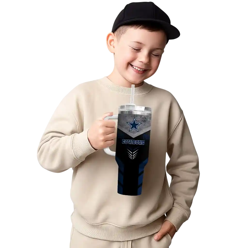 Personalized Dallas Cowboys Arrow Armor Blue Black 40Oz Tumbler, Stanley Cup Tumbler - Image 4
