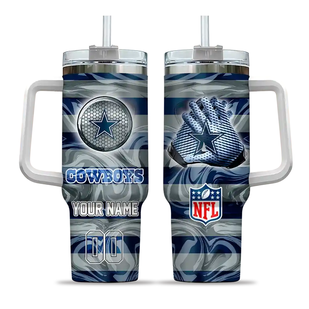Personalized Dallas Cowboys Marbled Stripes Blue 40Oz Tumbler, Stanley Cup Tumbler