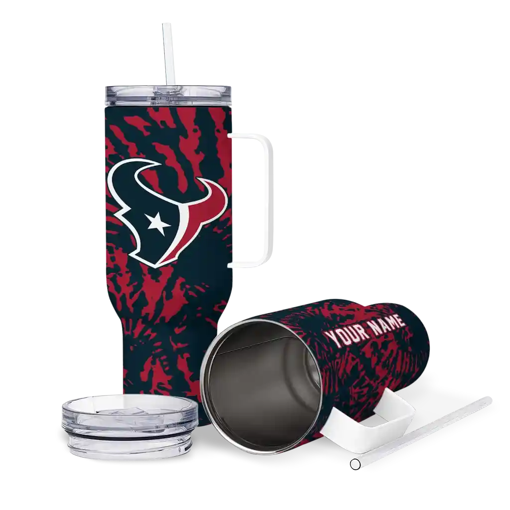 Personalized Houston Texans Burst Swirl Blue 40Oz Tumbler, Stanley Cup Tumbler - Image 3