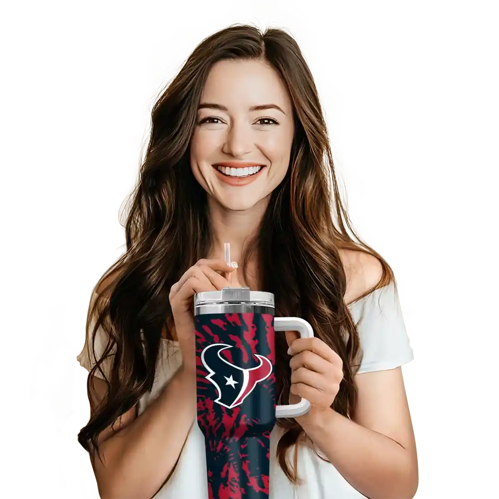 Personalized Houston Texans Burst Swirl Blue 40Oz Tumbler, Stanley Cup Tumbler - Image 6
