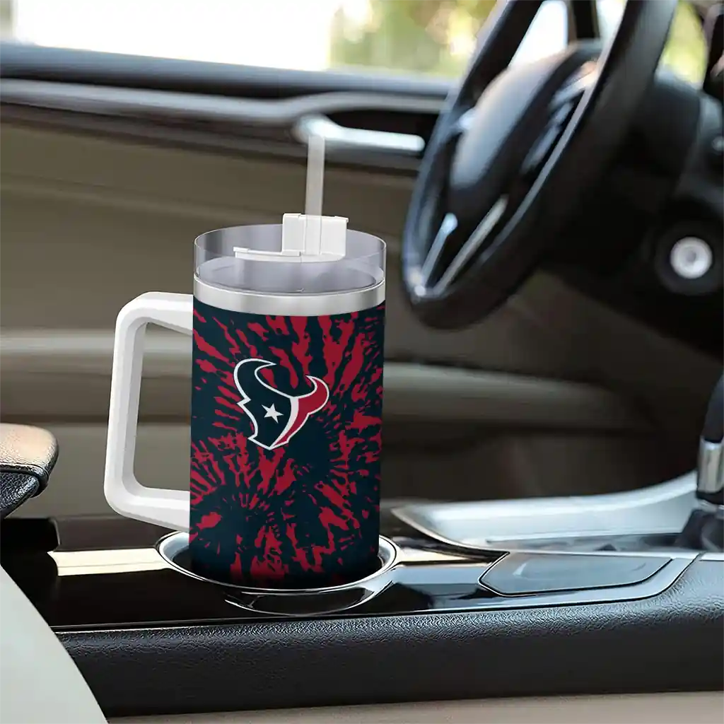 Personalized Houston Texans Burst Swirl Blue 40Oz Tumbler, Stanley Cup Tumbler - Image 8