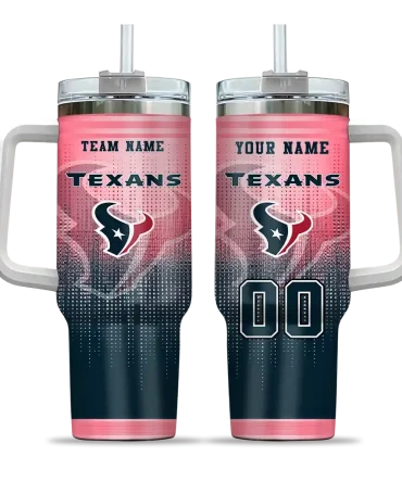 Personalized Houston Texans Gradient Dots Blue 40Oz Tumbler, Stanley Cup Tumbler