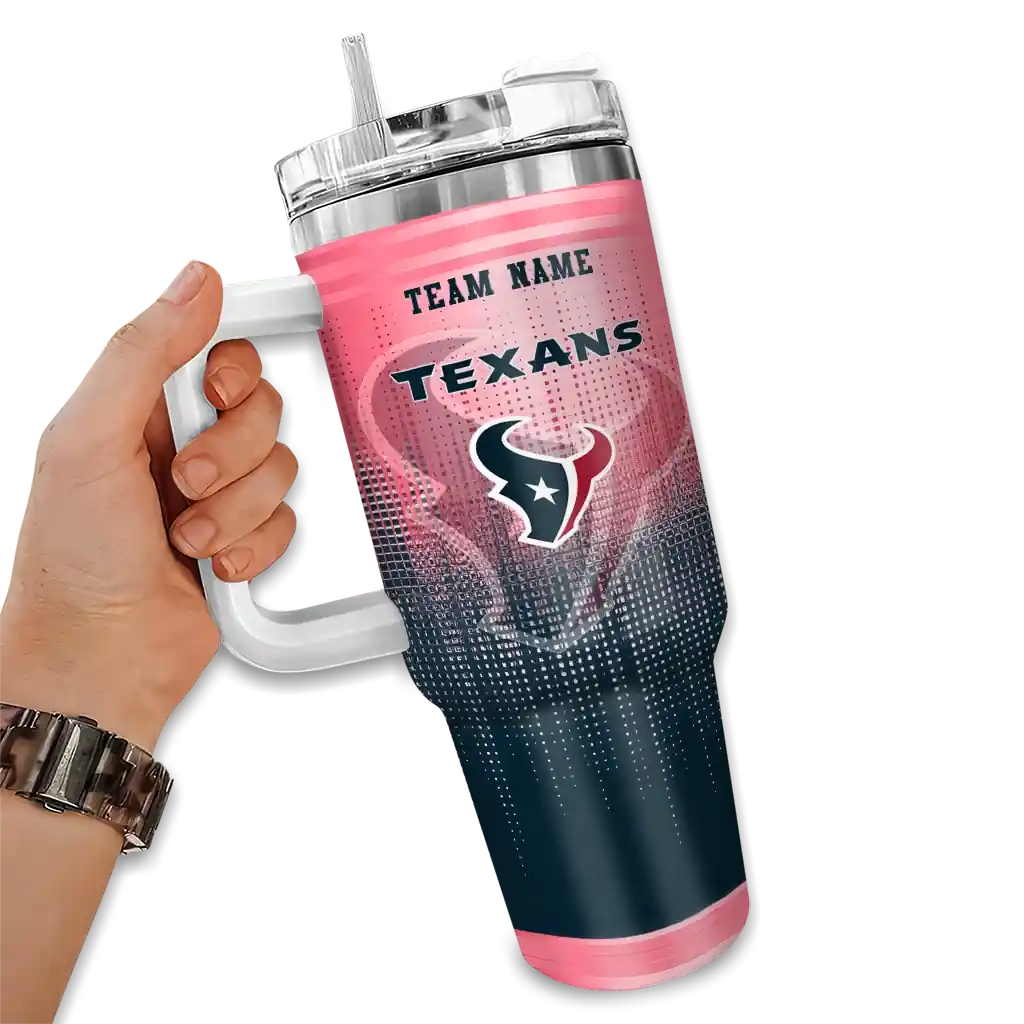 Personalized Houston Texans Gradient Dots Blue 40Oz Tumbler, Stanley Cup Tumbler - Image 2