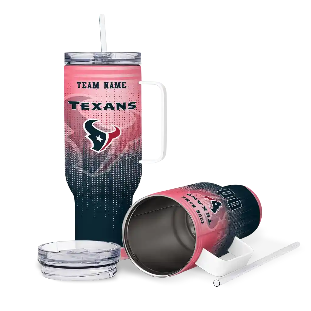Personalized Houston Texans Gradient Dots Blue 40Oz Tumbler, Stanley Cup Tumbler - Image 3
