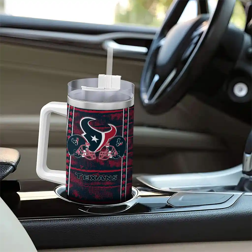 Personalized Houston Texans Honey Streaks Blue 40Oz Tumbler, Stanley Cup Tumbler - Image 8