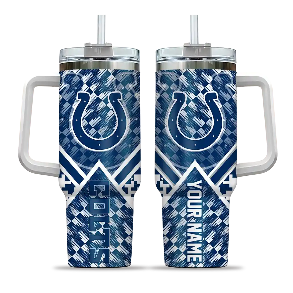 Personalized Indianapolis Colts Chevron Angle Blue 40Oz Tumbler, Stanley Cup Tumbler