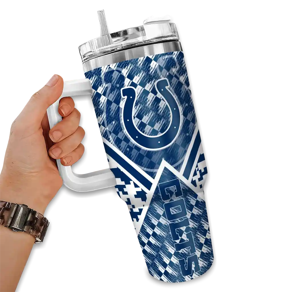 Personalized Indianapolis Colts Chevron Angle Blue 40Oz Tumbler, Stanley Cup Tumbler - Image 2