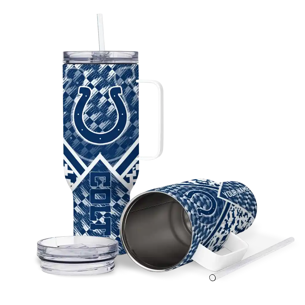 Personalized Indianapolis Colts Chevron Angle Blue 40Oz Tumbler, Stanley Cup Tumbler - Image 3