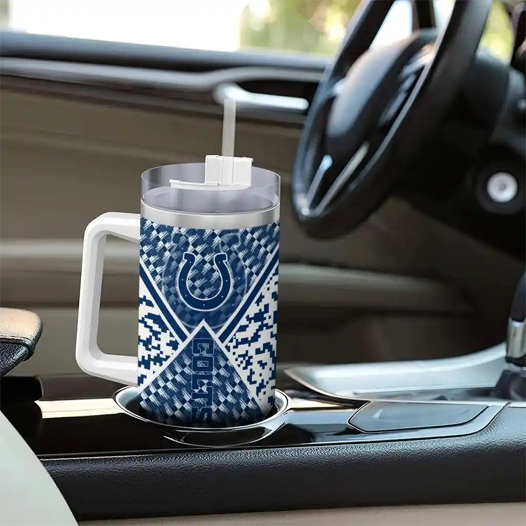 Personalized Indianapolis Colts Chevron Angle Blue 40Oz Tumbler, Stanley Cup Tumbler - Image 8