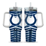 Personalized Indianapolis Colts Chevron Layers Blue 40Oz Tumbler, Stanley Cup Tumbler - Image 9