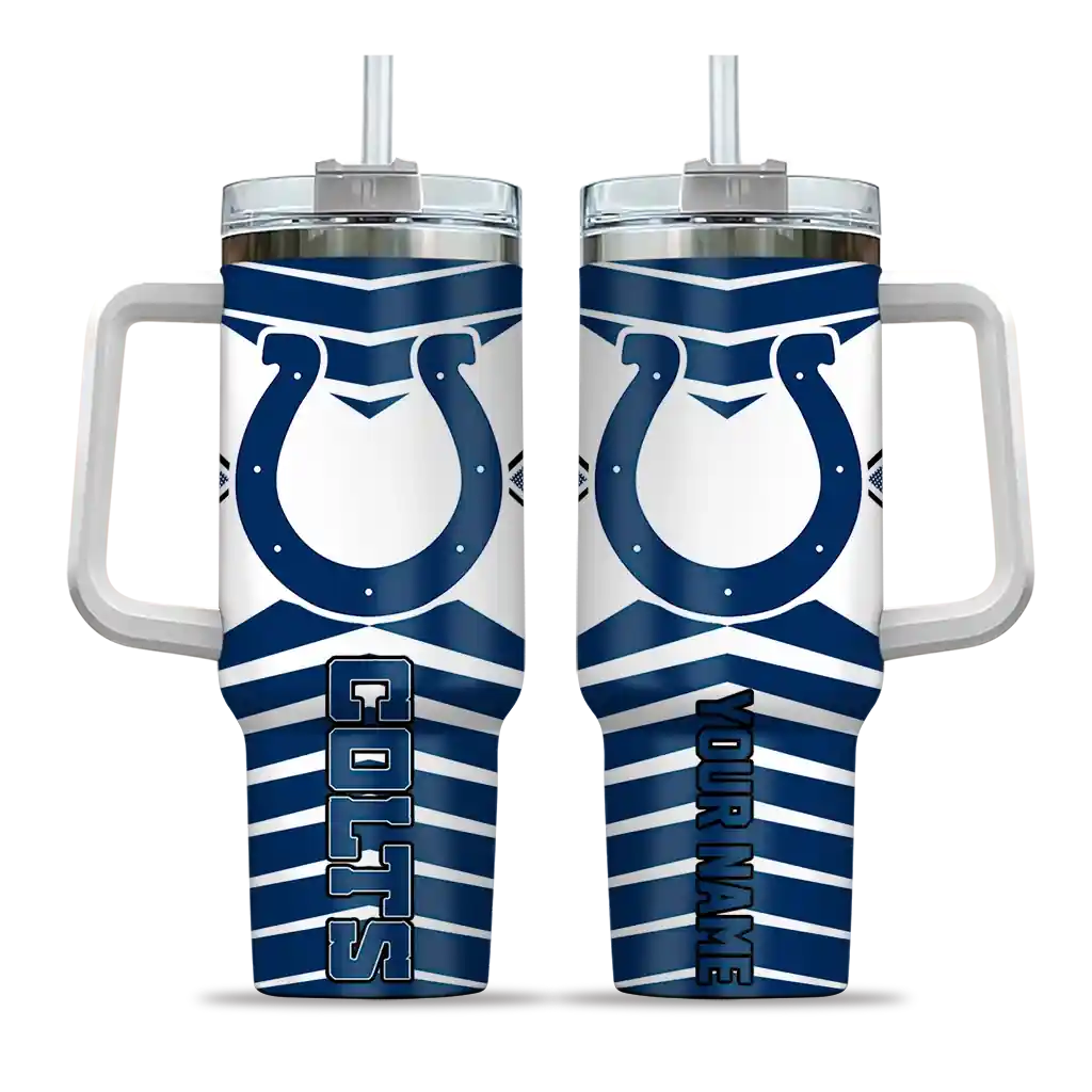Personalized Indianapolis Colts Chevron Layers Blue 40Oz Tumbler, Stanley Cup Tumbler