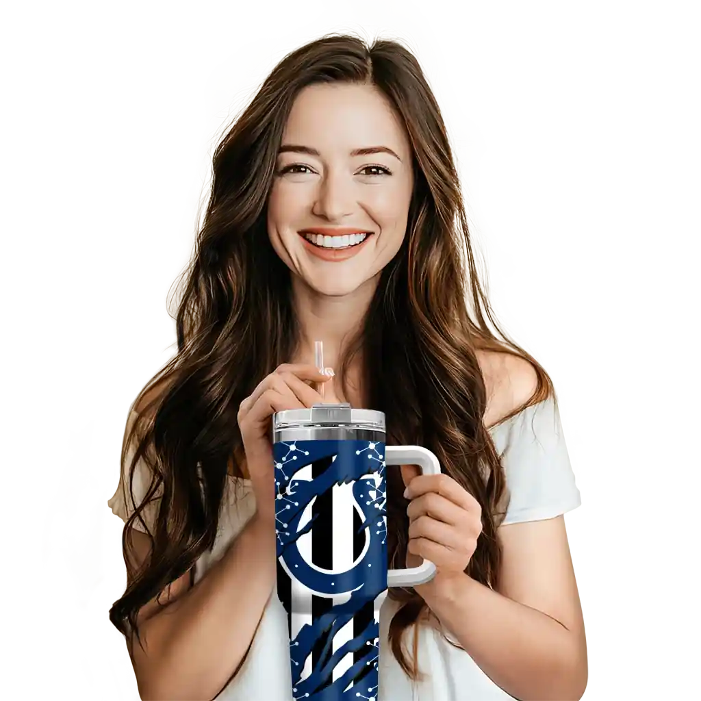 Personalized Indianapolis Colts Claw Cut Blue Black 40Oz Tumbler, Stanley Cup Tumbler - Image 6