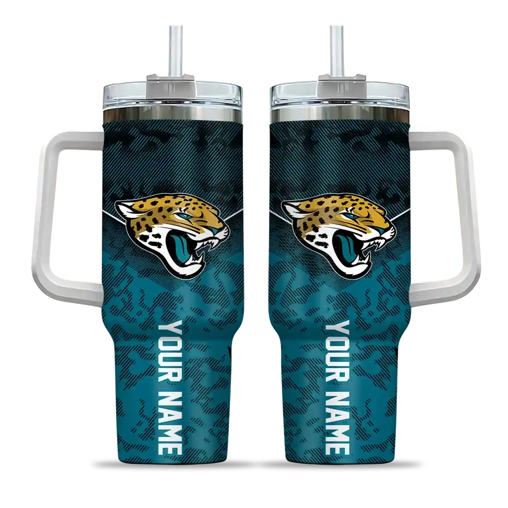 Personalized Jacksonville Jaguars Chevron Stripe Teal 40Oz Tumbler, Stanley Cup Tumbler