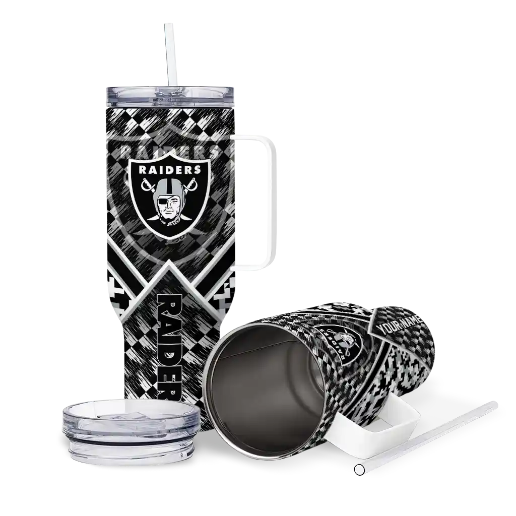 Personalized Las Vegas Raiders Chevron Angle Black 40Oz Tumbler, Stanley Cup Tumbler - Image 3