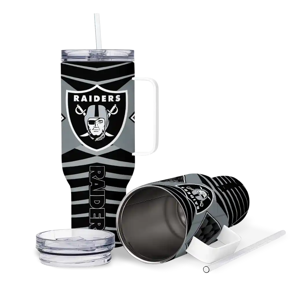 Personalized Las Vegas Raiders Chevron Layers Black 40Oz Tumbler, Stanley Cup Tumbler - Image 3