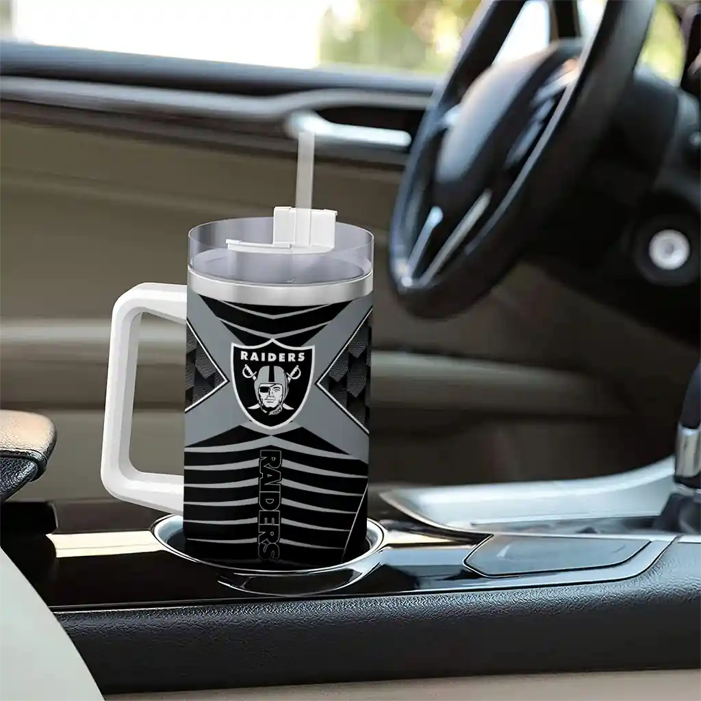 Personalized Las Vegas Raiders Chevron Layers Black 40Oz Tumbler, Stanley Cup Tumbler - Image 8