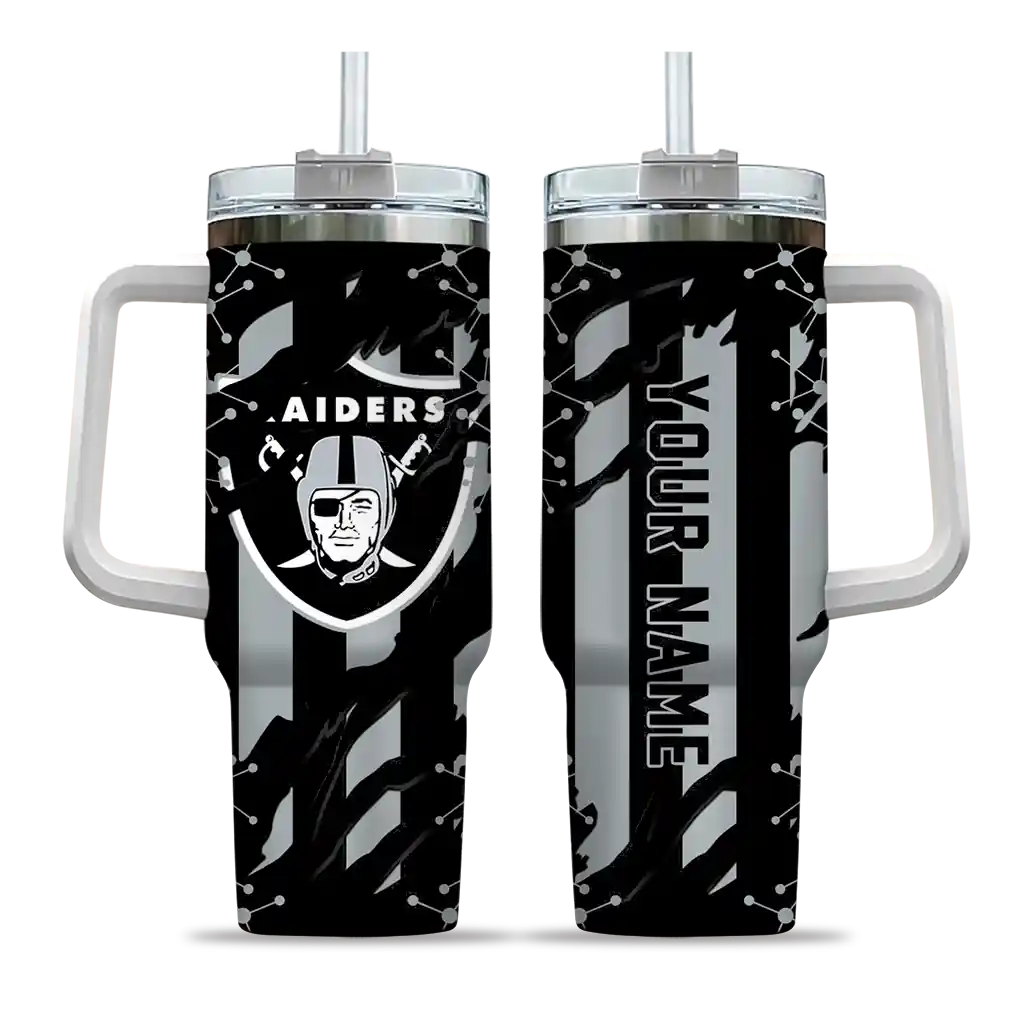 Personalized Las Vegas Raiders Claw Cut Black 40Oz Tumbler, Stanley Cup Tumbler