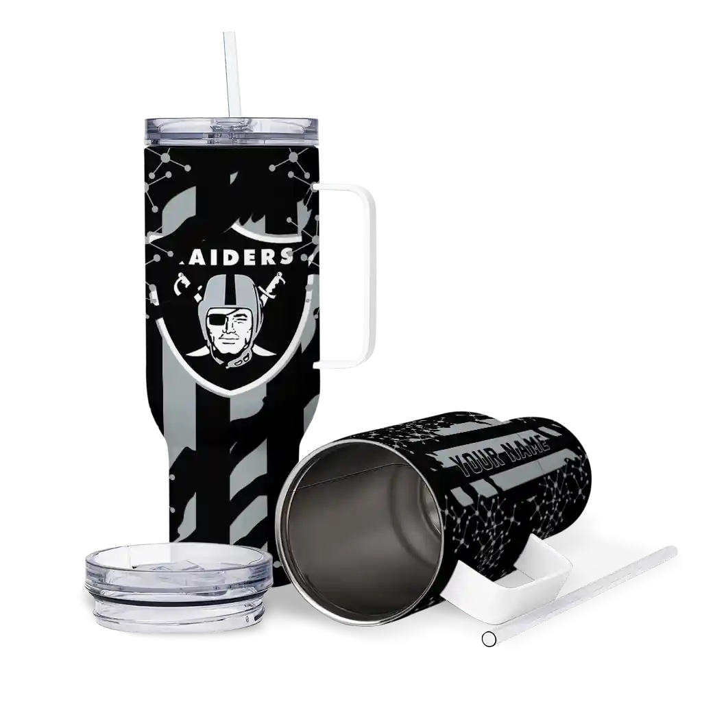 Personalized Las Vegas Raiders Claw Cut Black 40Oz Tumbler, Stanley Cup Tumbler - Image 3