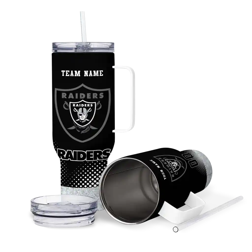 Personalized Las Vegas Raiders Geometric Prism Black 40Oz Tumbler, Stanley Cup Tumbler - Image 3