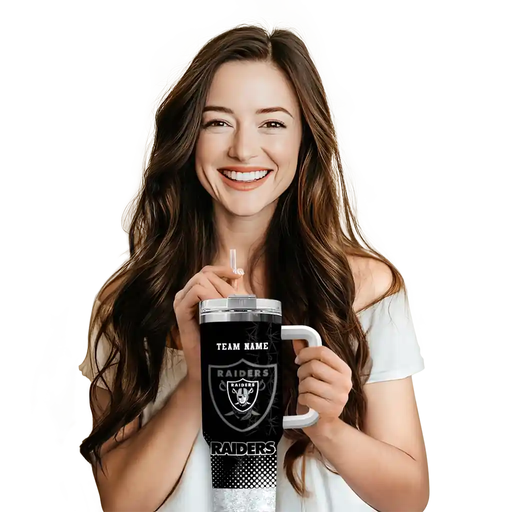 Personalized Las Vegas Raiders Geometric Prism Black 40Oz Tumbler, Stanley Cup Tumbler - Image 6