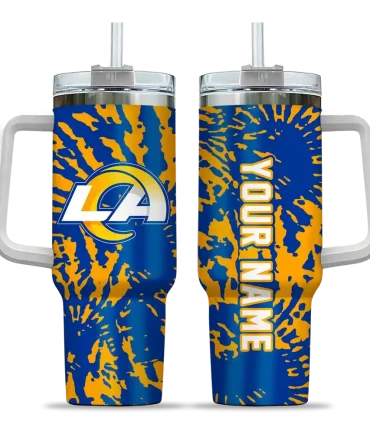 Personalized Los Angeles Rams Burst Swirl Blue 40Oz Tumbler, Stanley Cup Tumbler