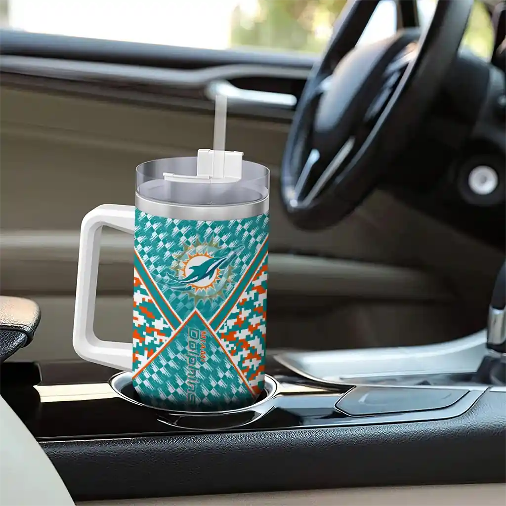 Personalized Miami Dolphins Chevron Angle Aqua 40Oz Tumbler, Stanley Cup Tumbler - Image 8