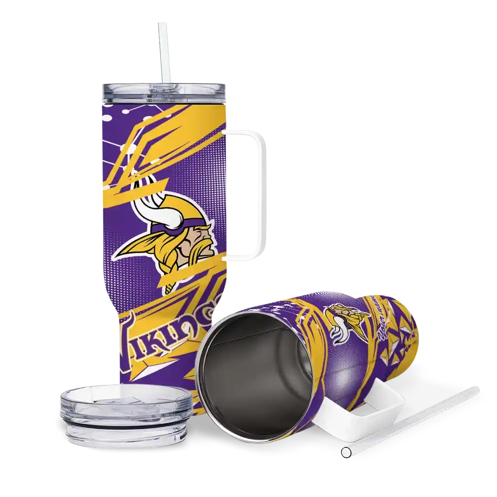 Personalized Minnesota Vikings Abstract Paths Purple 40Oz Tumbler, Stanley Cup Tumbler - Image 3