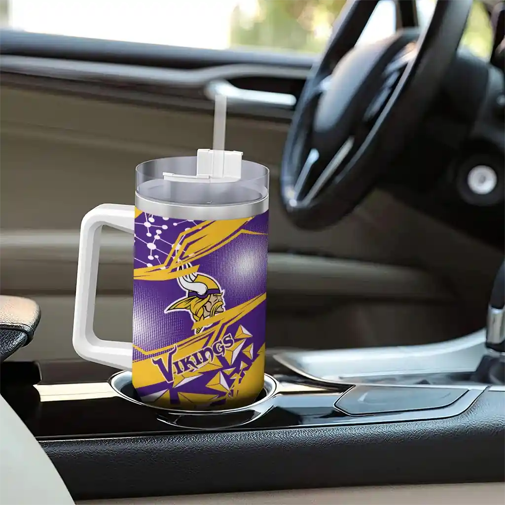 Personalized Minnesota Vikings Abstract Paths Purple 40Oz Tumbler, Stanley Cup Tumbler - Image 8