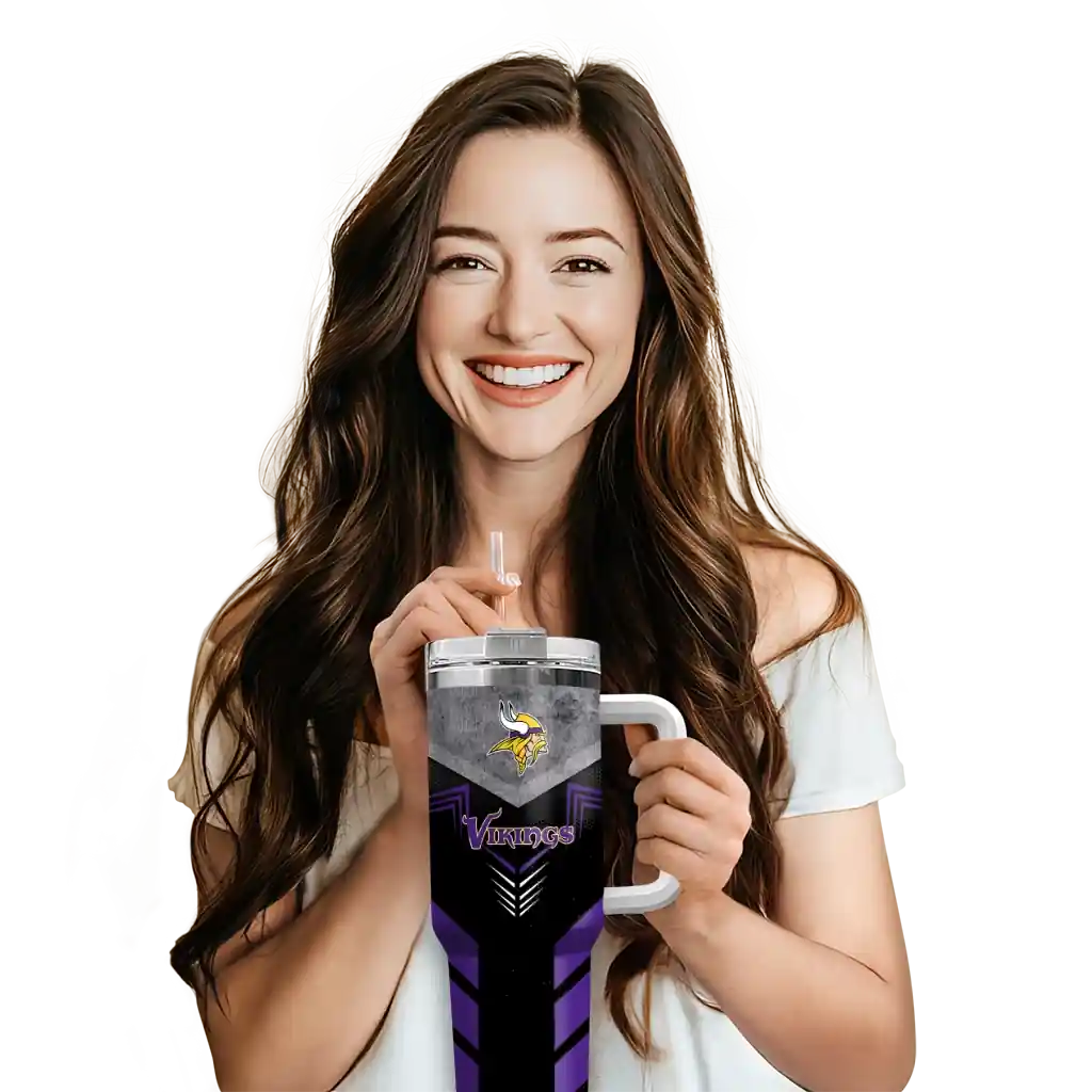 Personalized Minnesota Vikings Arrow Armor Purple Black 40Oz Tumbler, Stanley Cup Tumbler - Image 6