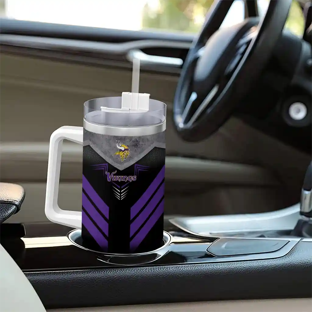 Personalized Minnesota Vikings Arrow Armor Purple Black 40Oz Tumbler, Stanley Cup Tumbler - Image 8