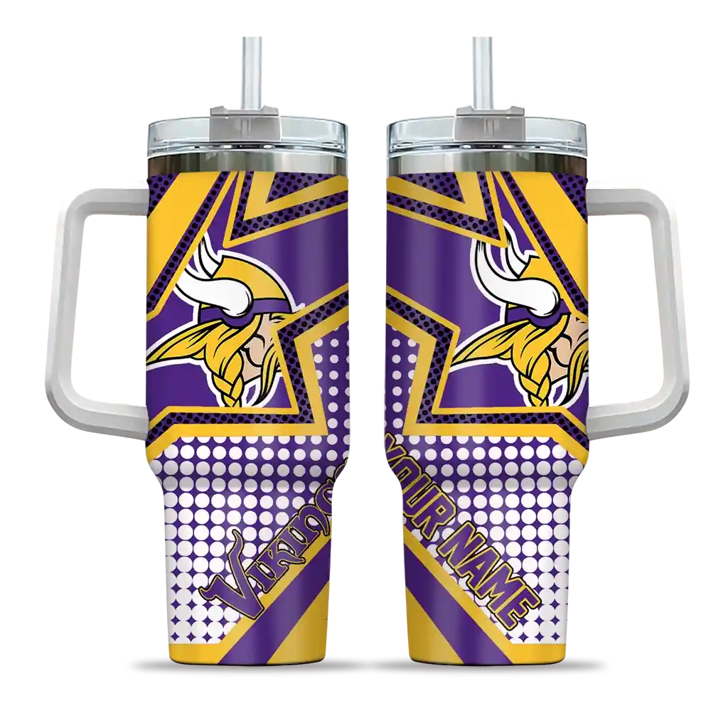 Personalized Minnesota Vikings Arrow Burst Purple 40Oz Tumbler, Stanley Cup Tumbler